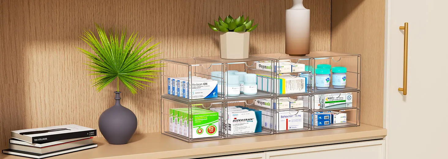 YFXCVSL clear acrylic drawer organizers in a home