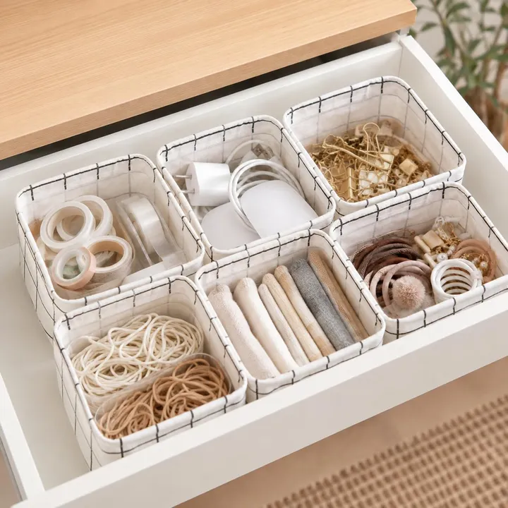 YFXCVSL Divided Fabric Drawer Baskets
